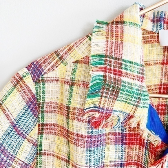 Monse Plaid Boxy Basket Weave Havana Shirt Button Down Top NWT Large Linen Blend - Picture 7 of 15